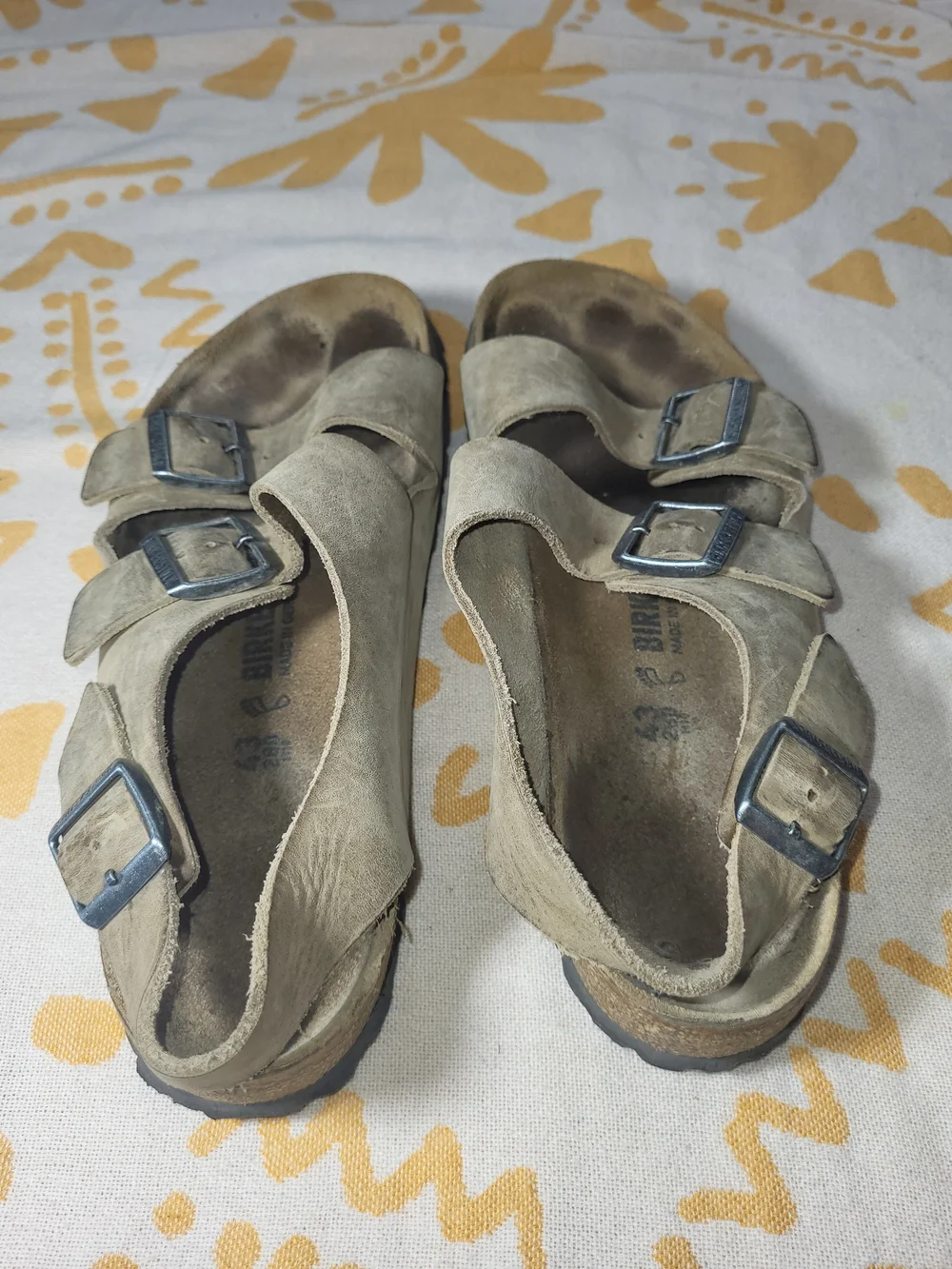 Birkenstock Men's Suede Buckle Sandals in Light Brown